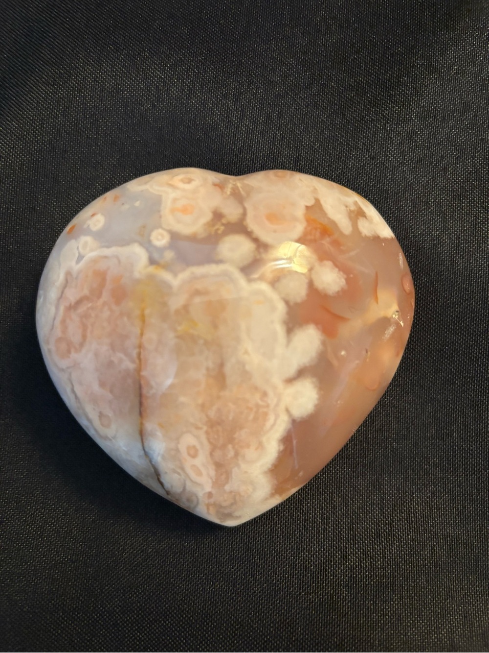 Crystal Polished Heart-Shaped Flower Agate Decorative Accent - Peach and Cream